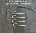 4 Pcs Marine T316 Stainless Steel 3/8" x 5" J Bolt Spring Hook J-Bolt J Hook