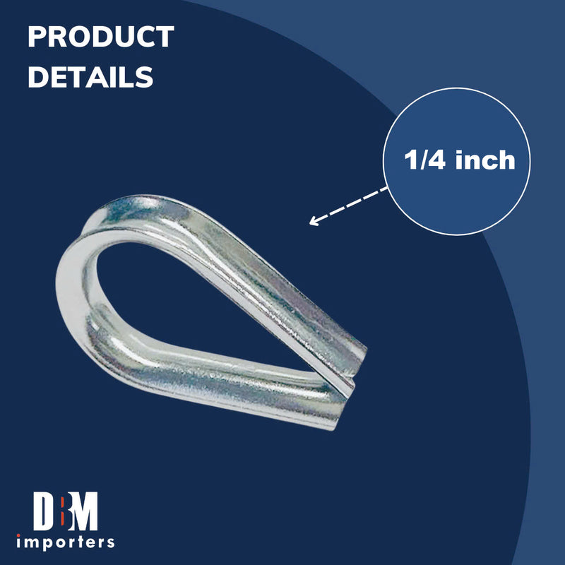 50 Pcs 1/4" Stainless Steel 316 Wire Rope Thimble Commercial Light Duty