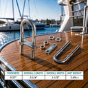 T304 Stainless Steel U-Bolt, U Shaped Fastener with Threaded Ends for Pipe, Railing, Mounting - PACK 4
