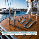 T304 Stainless Steel U-Bolt, U Shaped Fastener with Threaded Ends for Pipe, Railing, Mounting - PACK 4