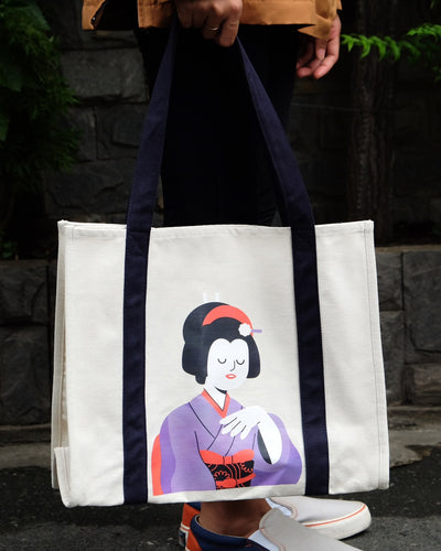 16" x 13" Reusable Canvas Geisha Tote Bag,Grocery Bag,Beach Bag,Shopping Bag