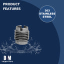 Marine 9/32" Thread Plain Lag Insert Cable Rail Screw Stainless Steel T303 4 Pcs