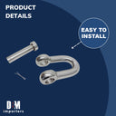 Mil-Spec Forged 1/2" Round Pin Chain Shackle 3,000 Lb WLL Stainless Steel T316