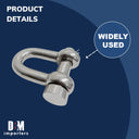 Mil-Spec Forged 1/2" Round Pin Chain Shackle 3,000 Lb WLL Stainless Steel T316