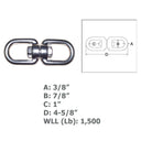 3/8" EYE EYE Swivel Stainless Steel 316 Marine Mooring 1500 LBS WLL