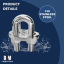 20 PCS 5/16" Heavy Duty Wire Clip Rope Clamp Stainless Steel Cable Rigging Marine