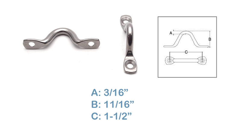 10 Pc 5mm Top Wire Eye Straps Loop Boat Marine Stainless Steel Plate Oblong Ring Bolt Lift Machine Mount