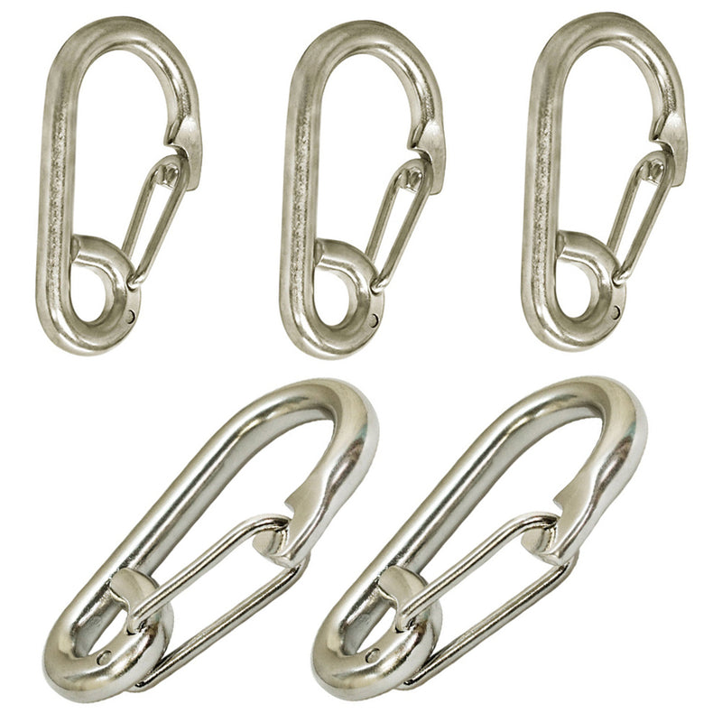 5 PC 5/16" Gate Spring Snap Hook Lobster Claw Carabiner Stainless Steel Marine Clip Boat 650 LBS Cap
