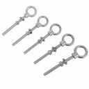 5 PC Stainless Steel 3/8" x 4" Shoulder Lift Eye Bolt Rigging Ring Bolt Machine Mount Fully Threaded 1,000 Lb Cap