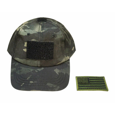 Tactical Operator Contractor Flag Patch Military Cap Hat- Multicam Black