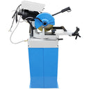 Metalworking cold cut saw featuring a vise and swivel stand
