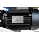 Metal fabrication saw with blue housing and adjustable swivel head