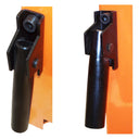 Workshop rebar bending machine with multiple forming dies and safety labels
