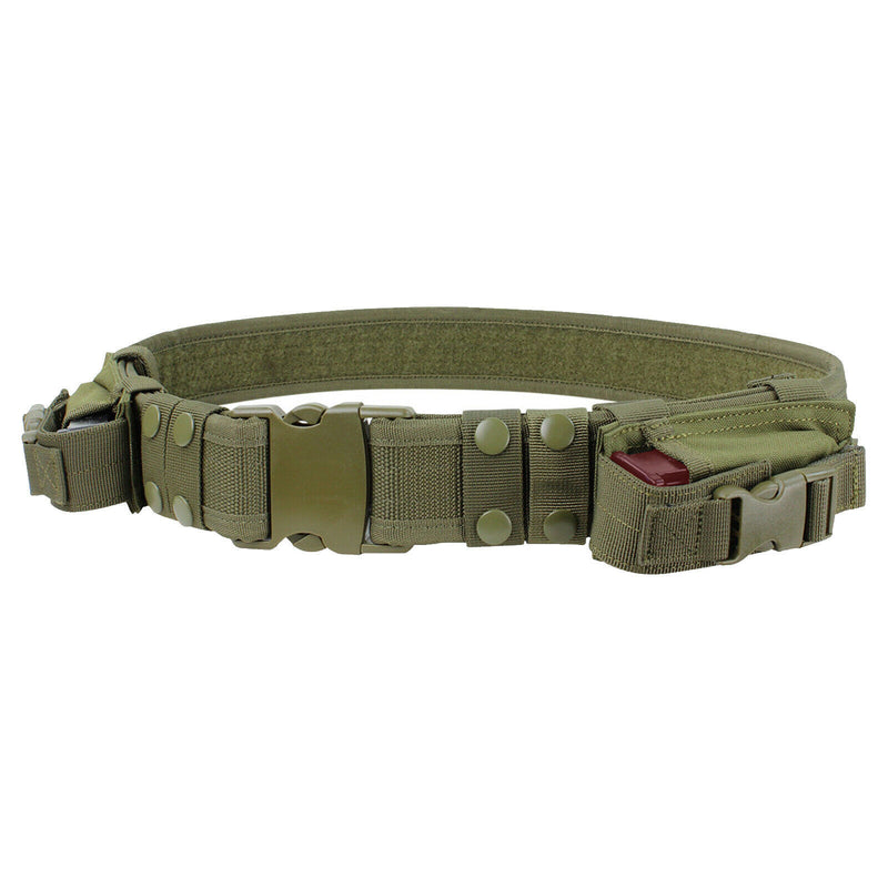 MOLLE Tactical Utility Belt Combat Police SWAT M9 2 Pistol -OD GREEN