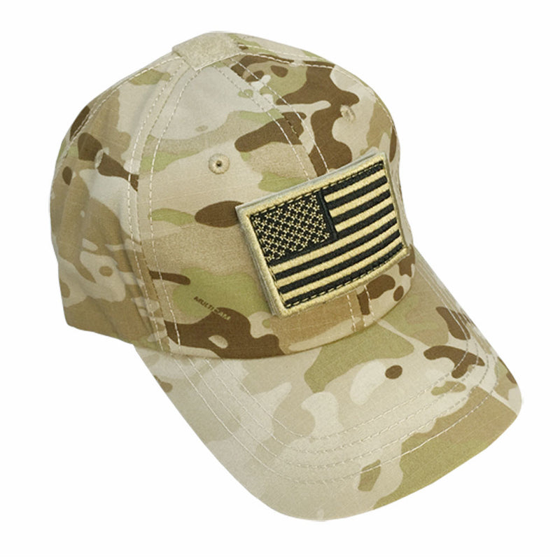 Tactical Operator Contractor Flag Patch Military Cap Hat- Multi-cam Arid