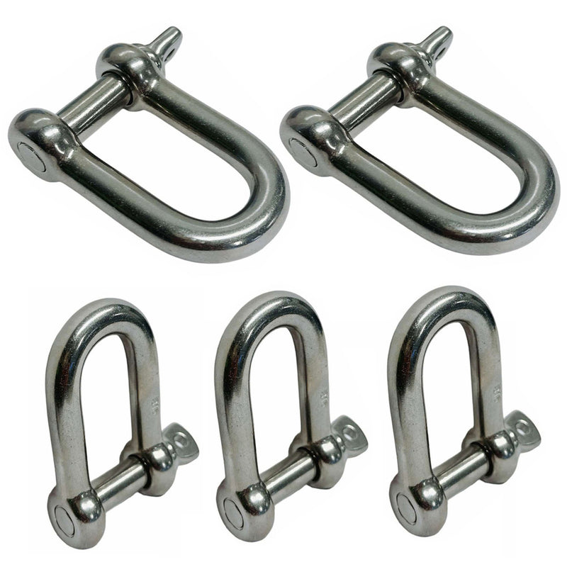 5 PC Stainless Steel 5/16" D-Shackle D Paracord Anchor Rigging Marine Boat SS