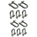 10 Pc 5/32" Stainless Steel D-Shackle Chain Shackle with Screw Pin 150 LB