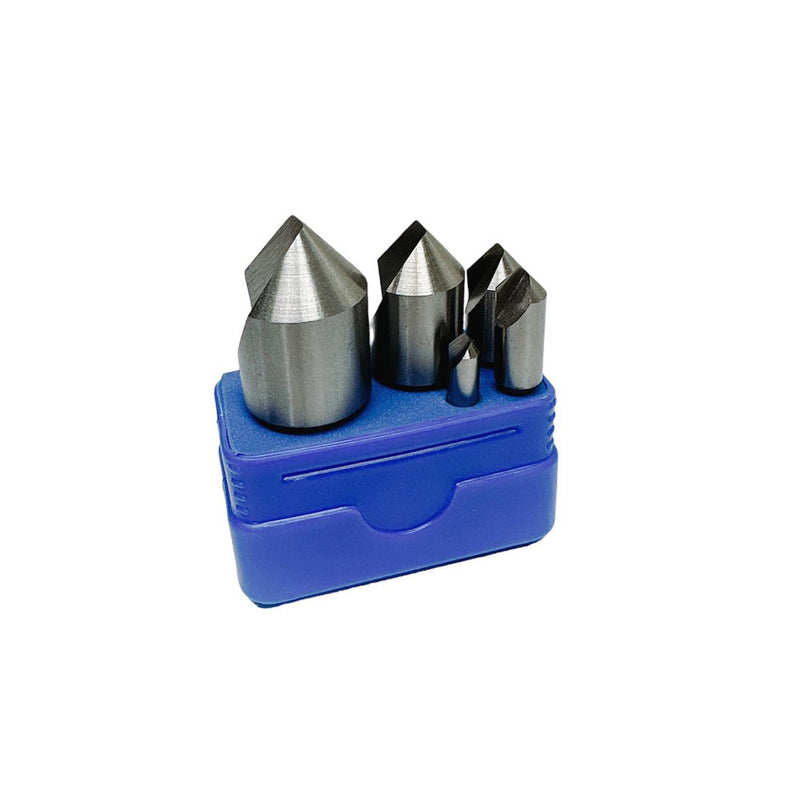 5 PC HSS Countersinks Straight Shank Single Flute 82 Degree 1/4&