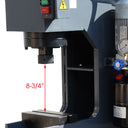 Steel frame hydraulic forming press with hydraulic fluid tank and power controls.