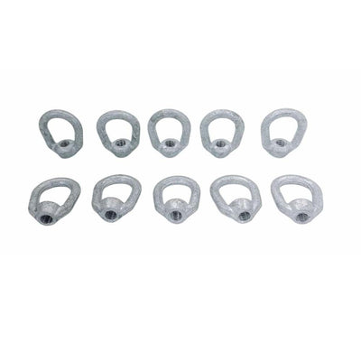 10 Pc 5/16" Hot Dipped Galvanized Eye Nut with 3/8"-16 UNC Tap 1,250 Lbs WLL