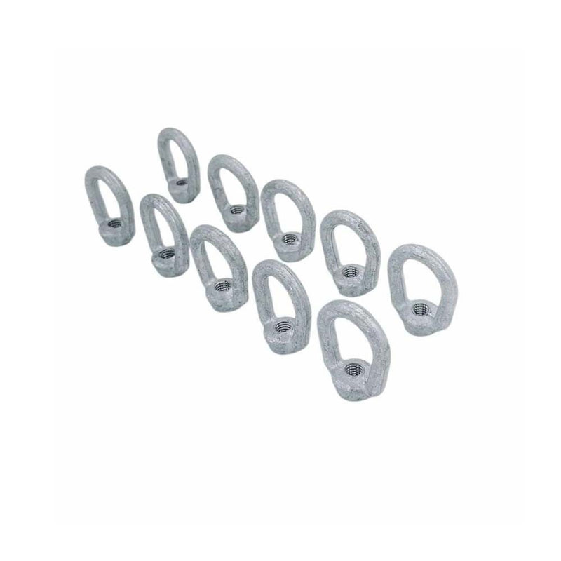 10 Pc 5/16" Hot Dipped Galvanized Eye Nut with 3/8"-16 UNC Tap 1,250 Lbs WLL
