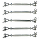 5 PC Marine Stainless Steel 1/4" Closed Body Turnbuckle JAW JAW Rigging 300 Lbs Cap