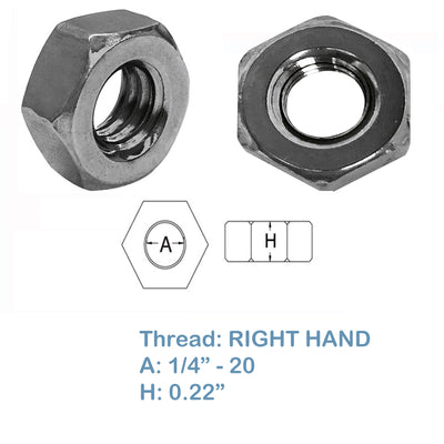 1/4'' -20 Size Stainless Steel Hex Nut Type 316 UNC With Set Of 20 PC Right Hand Thread