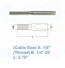 5 SETS Stainless Steel Invisible Receiver Swage Stud End Fitting for 1/8" Cable Wire Rope Rail Swaging Swager Deck Stair Terminals