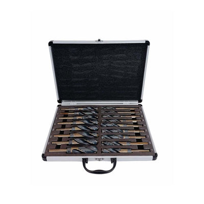 17PC HSS Cobalt Silver & Deming Drill Bits Set, Size 1/2" to 1", Reduced 1/2" Shank