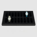 14-3/4" x 8-1/4" x 1-1/8" Black Velvet Watch Display Tray – 18 Slot Jewelry Organizer Tray for Watches, Bracelets & Accessories