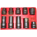 10 Pc 1" Drive Impact Socket Set – Truck Wheel Service SAE & Metric Sockets 15/16" to 1-1/2", Impact Sockets for Trucks, Buses & Heavy Equipment