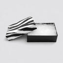 100 Pcs 3-1/4" x 2-1/4" x 1" Zebra Print Jewelry Gift Boxes, Cotton Filled Animal Pattern Present Boxes for Rings, Earrings & Small Accessories