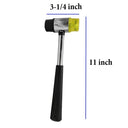 11” Double Face Rubber Mallet, Soft Impact Hammer with Tubular Steel Handle & Non-Slip Grip