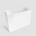 10 Pcs 16" Vogue Shopping Bags – White Paper Recycled Retail Bags with Handles, Eco-Friendly Store Supplies, Made in USA