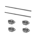 2 Pack 4 Ft Metal Closet Rod Set 1-1/16” Round Tubing with 4 U-Flange Half Round Wall Mount Flanges, Chrome Garment Hanging Rod Kit