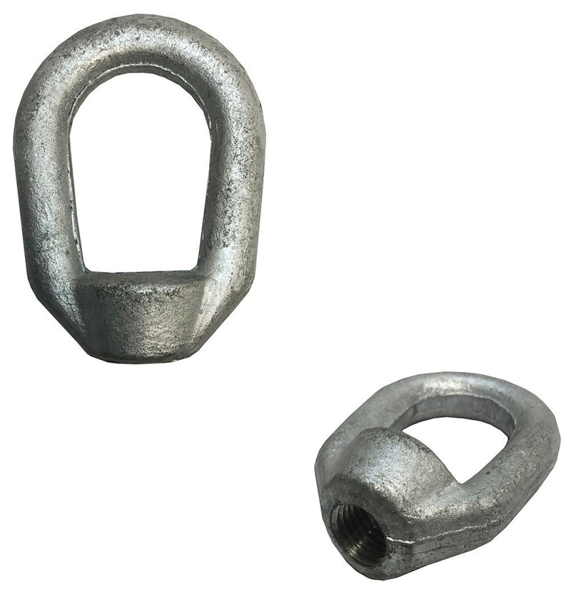 2 Pc 3/8" Thickness Hot-Dipped Galvanized Eye Nut 1/2"-13 Tap Size, 2,250 lbs WLL, Lifting Hardware for Rigging & Industrial Use