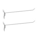 2 Pcs 12” Gloss White Slatwall Hook, Retail Display Wire Metal Hanger for Store Wall Merchandising & Panel Fixture