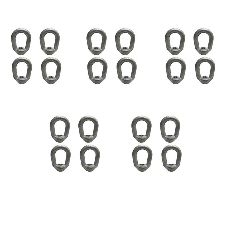 20 Pc 1/2" Thickness Hot-Dipped Galvanized Eye Nut 5/8"-11 Tap Size, 3,600 lbs WLL, Lifting Hardware for Rigging &amp; Industrial Use
