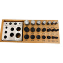 21 Pc Disc Cutter & Doming Block Set, Flat, Concave & Convex Punch Tops, 1/4”–5/8” (0.6–1.6 cm) Jewelry Metal Stamping Tool Kit