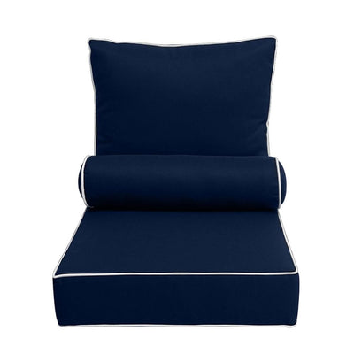 23 x 24 x 6 Contrast Pipe Small Outdoor Deep Seat Back Rest Bolster Cover ONLY-AD101