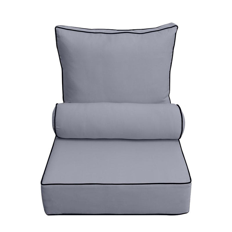 24 x 26 x 6 Contrast Pipe Trim Medium Outdoor Deep Seat Back Rest Bolster Cover ONLY-AD001