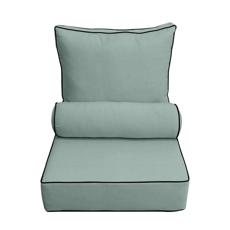 24 x 26 x 6 Contrast Pipe Trim Medium Outdoor Deep Seat Back Rest Bolster Cover ONLY-AD002