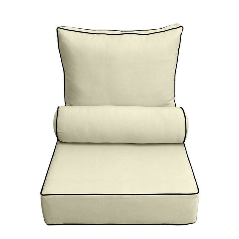 24 x 26 x 6 Contrast Pipe Trim Medium Outdoor Deep Seat Back Rest Bolster Cover ONLY-AD005
