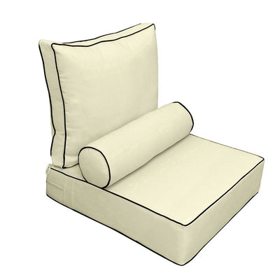 24 x 26 x 6 Contrast Pipe Trim Medium Outdoor Deep Seat Back Rest Bolster Cover ONLY-AD005