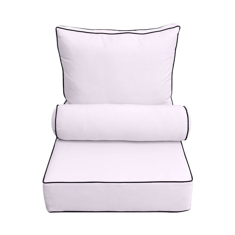 24 x 26 x 6 Contrast Pipe Trim Medium Outdoor Deep Seat Back Rest Bolster Cover ONLY-AD107