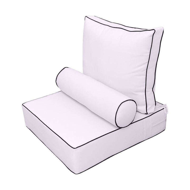 24 x 26 x 6 Contrast Pipe Trim Medium Outdoor Deep Seat Back Rest Bolster Cover ONLY-AD107
