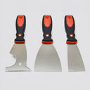 3 Pc Stainless Steel Scraper Set, Flexible Putty Knife Spreader & Paint Roller Cleaner, Heavy Duty Scraper Tools for Paint Removal, Drywall & DIY Repair