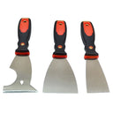 3 Pc Stainless Steel Scraper Set, Flexible Putty Knife Spreader & Paint Roller Cleaner, Heavy Duty Scraper Tools for Paint Removal, Drywall & DIY Repair