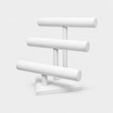 White Faux Leather 3-Tier Bracelet & Watch Display Stand – 12''W x 13''H Jewelry Holder with Triple Bar Design for Bangles, Watches & Chains, Retail Counter Display