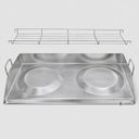 32" x 17-3/4" Stainless Steel Convex Comal Griddle Pan with Rack, Plancha Grill for Double Burner Stove & Outdoor Cooking